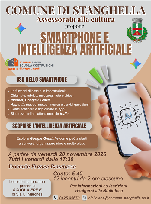 Corso per l'uso dello smartphone e conoscenza dell'Intelligenza Artificiale