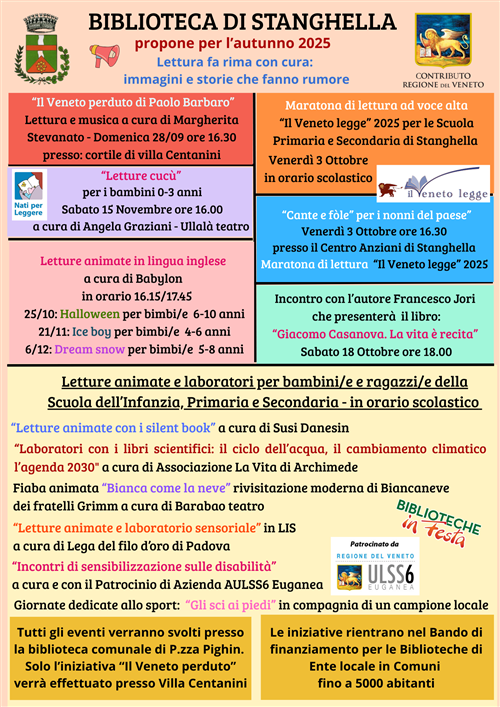 Lettura fa rima con cura: immagini e storie che fanno rumore - pubblicizzazione delle iniziative promosse dalla biblioteca comunale