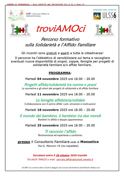 troviAMOci - Percorso formativo sulla Solidarietà e l'Affido Familiare