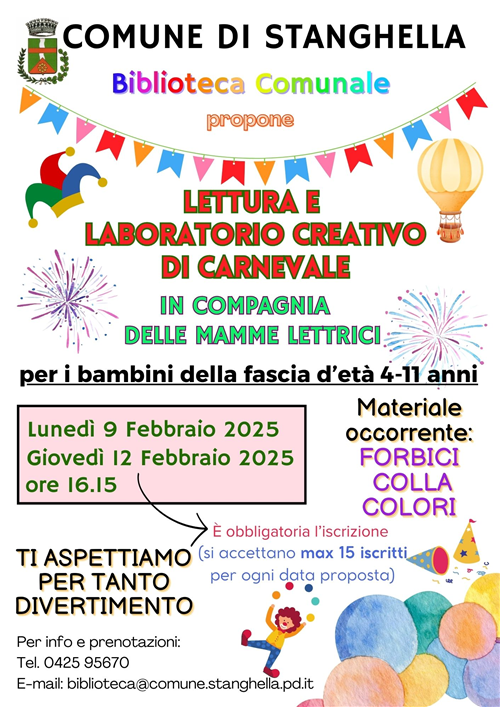 Lettura e laboratorio creativo di carnevale