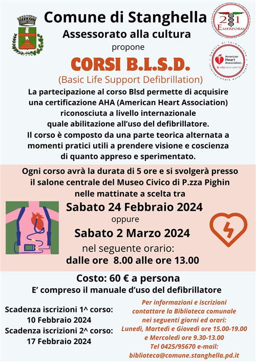 CORSI B.L.S.D per l'uso del defibrillatore